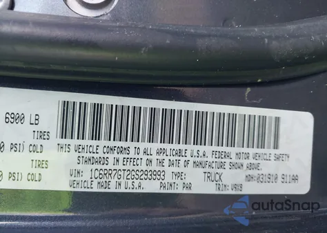 2016 Ram 1500 Slt from USA, damaged, VIN 1C6RR7GT2GS293993